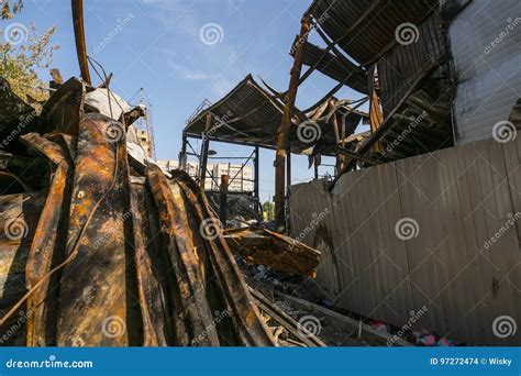 Heap Of Metal Rubbish After The Fire Stock Photo Image Of Rubbish