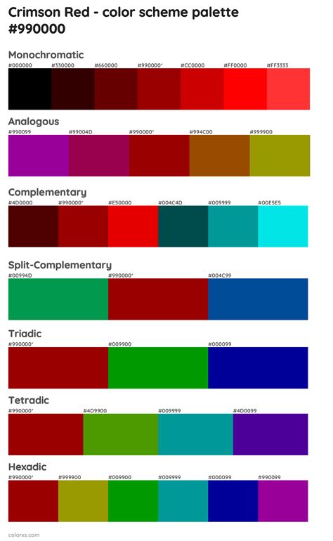 Crimson Red Color Palettes And Color Scheme Combinations