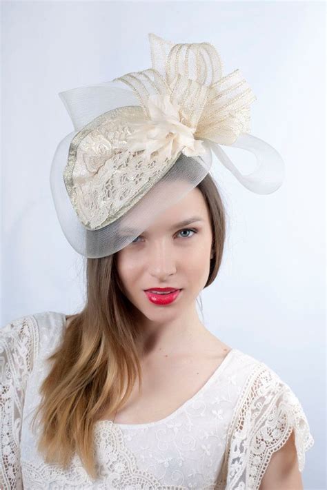 Cream Wedding Hat Wedding Headpiece Romantic Hat Ivory Gold Etsy