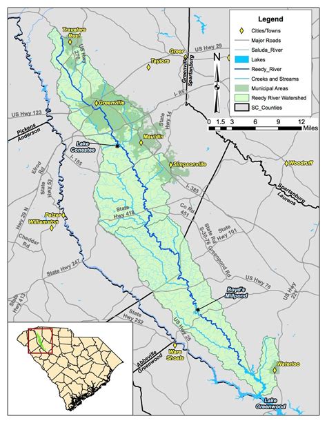 The Reedy River Watershed Occupies 96591 Acres Of The Piedmont Region