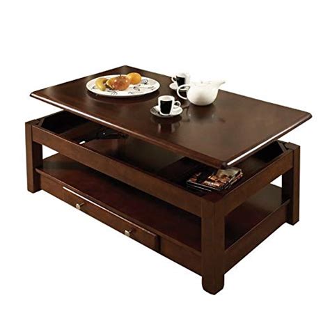 Bowery Hill Solid Wood Lift Top Coffee Table With Storage Hidden