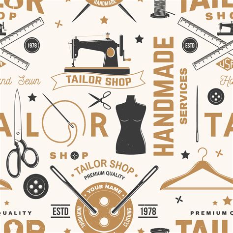 Tailor Shop Seamless Pattern Or Background Vector Concept For Sewing