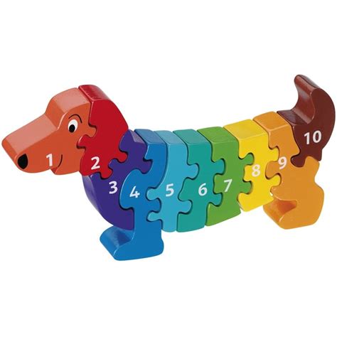 Dachshund 1 10 Number Puzzle Kids Wooden Toys Animal Puzzle Toys