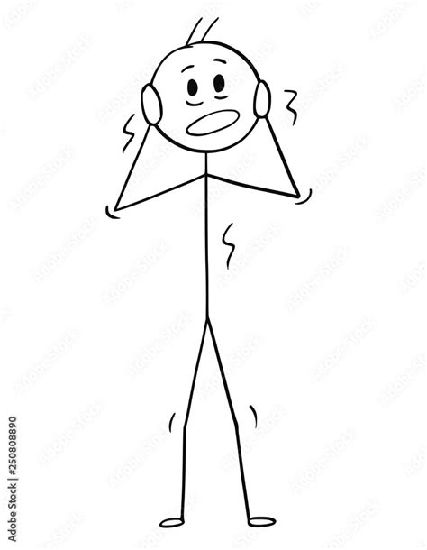 Cartoon Stick Figure Drawing Conceptual Illustration Of Terrified Or