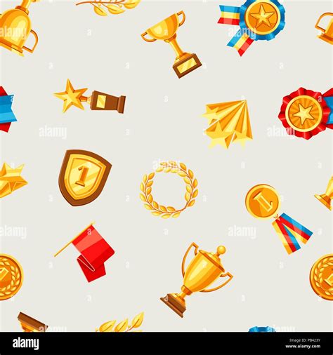 Awards And Trophy Seamless Pattern Stock Vector Image And Art Alamy