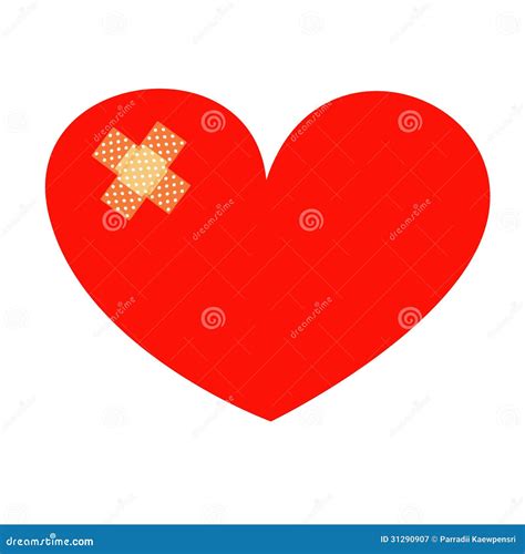 Red Heart With 2 Plaster Stock Vector Illustration Of Romance 31290907