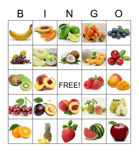 Fruit Bingo Card