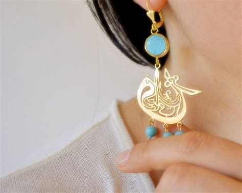 Muslim Waw Earring Arabic Letter Earring Calligraphy Etsy