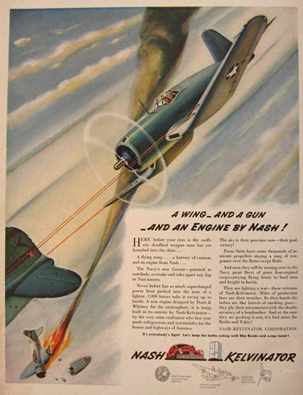 1942 Wwii Nash Kelvinator Ad Corsair Plane Engine Vintage Plane