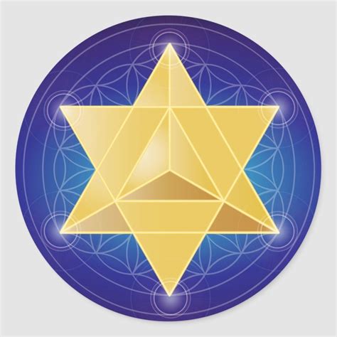 Merkaba With Flower Of Life Classic Round Sticker Sacred