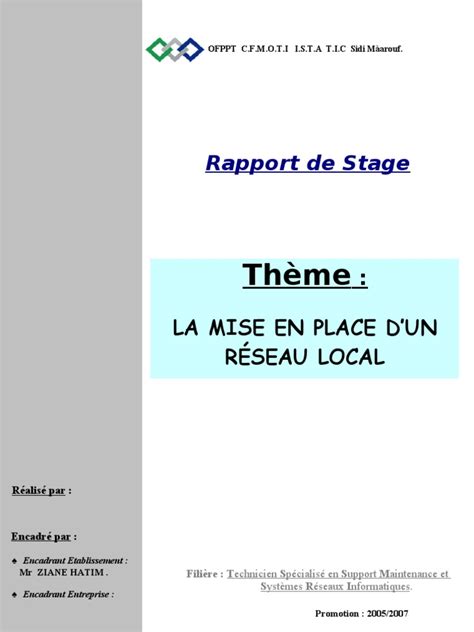 Exemple D Un Rapport De Stage Ofppt Pdf Hinatapedia
