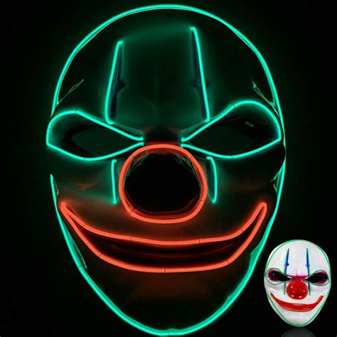 Led Luminous Mask Full Face Clown Masks For Halloween Payday Nightclub