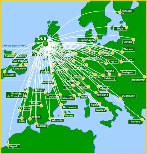 Aer Lingus Route Map Europe From Dublin Route Map Study Abroad