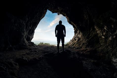 Silhouette Of A Male Person At The Cave Entrance Lcsnw