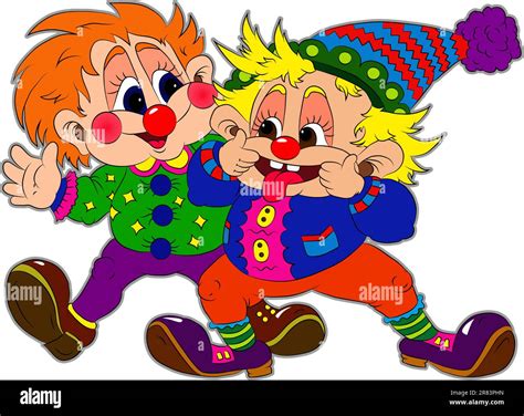 Vector Illustration Of Two Isolated Funny Clowns Stock Vector Image And Art Alamy