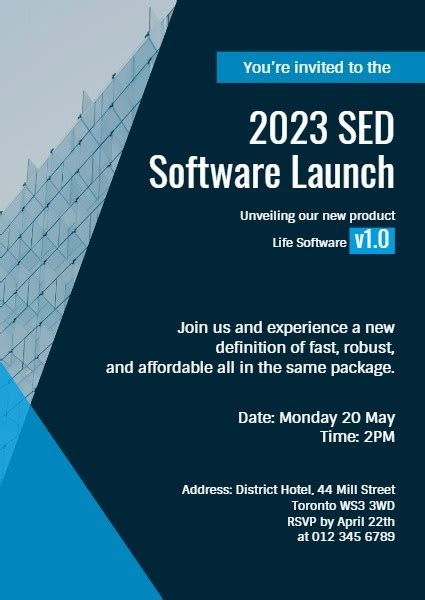 Customizable Blue And Green Software Launch Party Invitation Templates