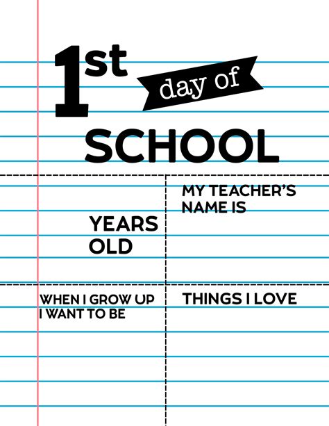 Editable First Day Of School Signs Notebook Paper Paper Trail Design