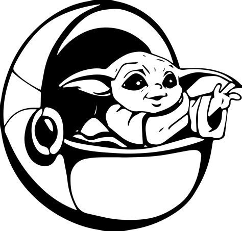 Svg Png Baby Yoda Drawing Black And White