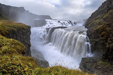Gullfoss Waterfall Located In The Canyon Of Hvita River In Southwest