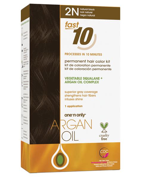Argan Oil Fast 10 Permanent Hair Color Kit 2n Natural Black One N