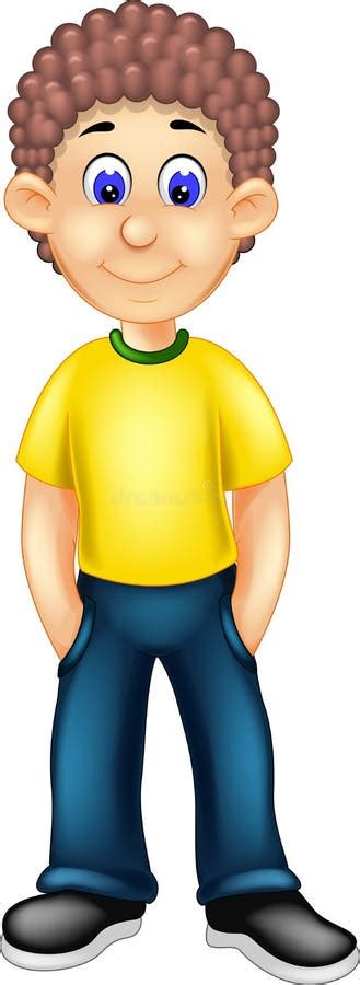 Funny Boy Cartoon Standing With Smile Stock Illustration Illustration
