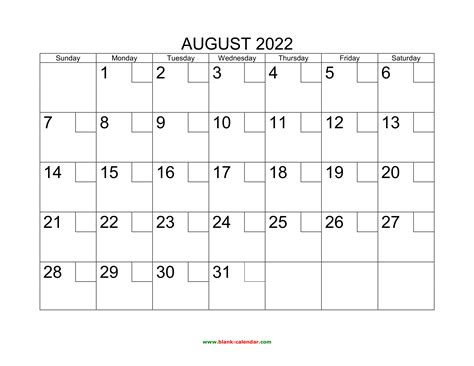 Free Download Printable August 2022 Calendar With Check Boxes