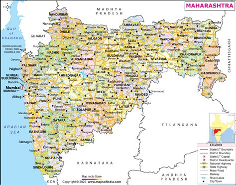 Maharashtra Map State Districts Information And Facts