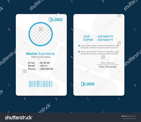 Blue Employee Id Card Design Template Royalty Free Stock Vector