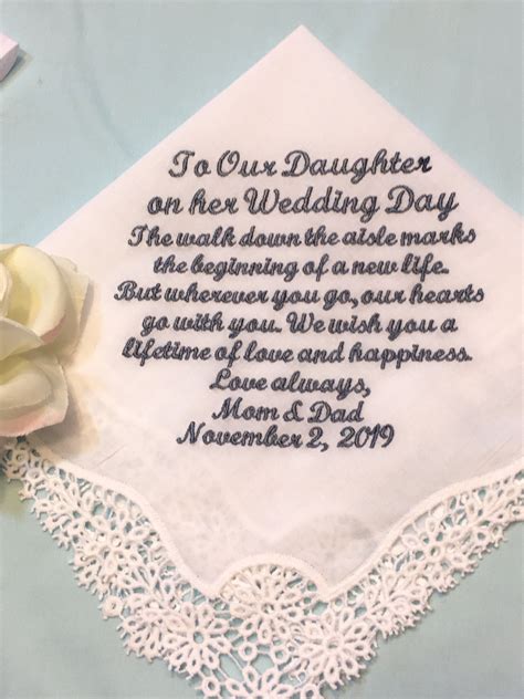 Mother And Father To Daughter On Her Wedding Day Handkerchief