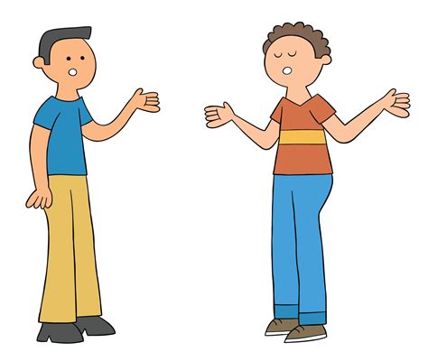 Cartoon Two Friends Talking To Each Other Vector Illustration