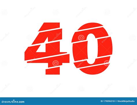 Modern Red 40 Number Design Vector Illustration Numeral Vector Trendy