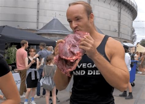 Youtuber Eats Raw Meat Dripping With Blood At Amsterdam Vegan Festival