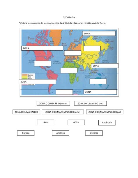 Las Zonas Climaticas Del Mundo Y Los Continentes Worksheet Lapbook