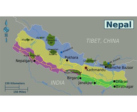 detailed political map of nepal with relief nepal asia mapsland images