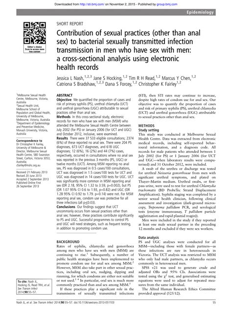 Pdf Contribution Of Sexual Practices Other Than Anal Sex To Bacterial Sexually Transmitted