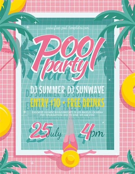Free Pool Party Flyer Template Pool Parties Flyer Free Psd Flyer