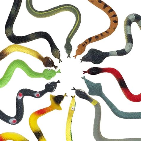 Juisharee Realistic Rainforest Rubber Snake Toys Pack Of 12 8 Inches