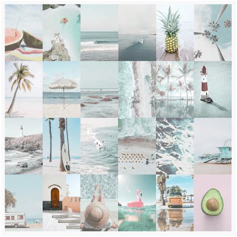 Beach Blue Aesthetic Wall Collage Kit Digital Download 80 Pcs Etsy