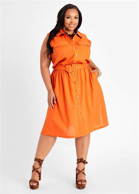 Plus Size Shirt Dress Sexy Casual Versatile Cotton Plus Size Dresses