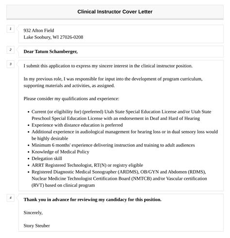 Clinical Instructor Cover Letter Velvet Jobs