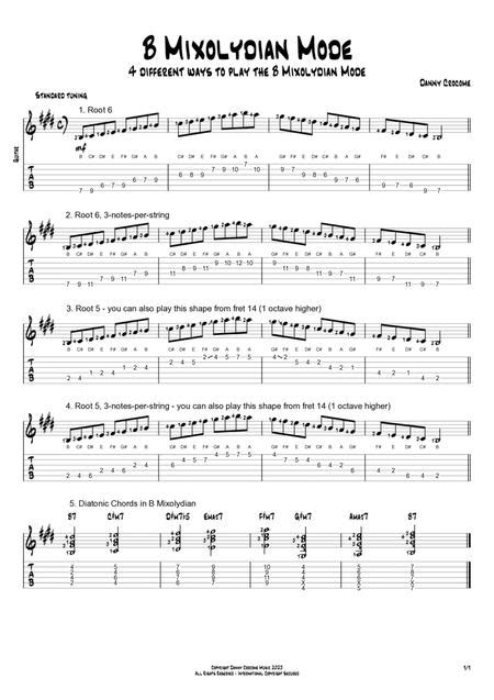 B Mixolydian Mode 4 Different Ways To Play The B Mixolydian Mode By