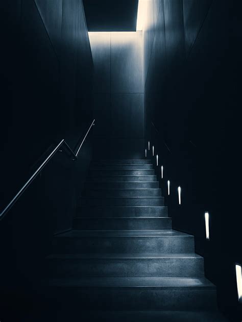 Dark Backlight Illumination Stairs Ladder Premises Room Lighting