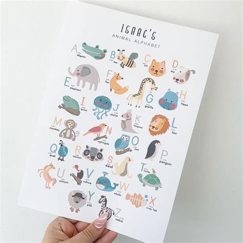 Personalised Animal Alphabet Print Birthday T Nursery Etsy Uk