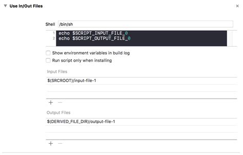 Xcode Run Script Build Phase Inputoutput Files