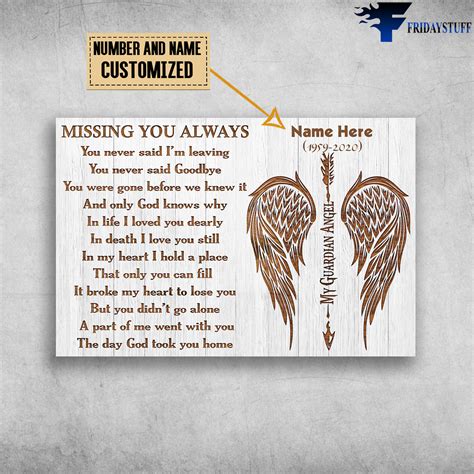 My Guardian Angel Missing You Always, You Never Said I’m Leaving