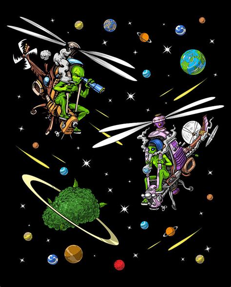 Space Aliens Smoking Weed Digital Art By Nikolay Todorov Pixels