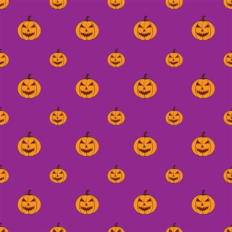 Pumpkin Character Seamless Pattern Halloween Holiday Event Purple Color