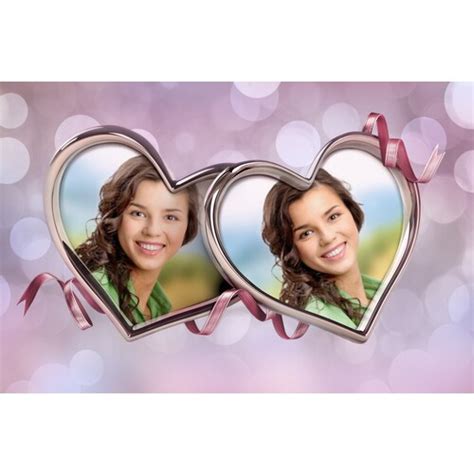 Double Heart Frame Combine Two Photos In One Heart Collage