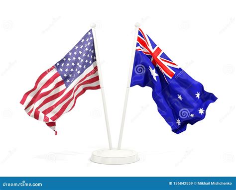 Two Waving Flags Of United States And Australia Stock Illustration