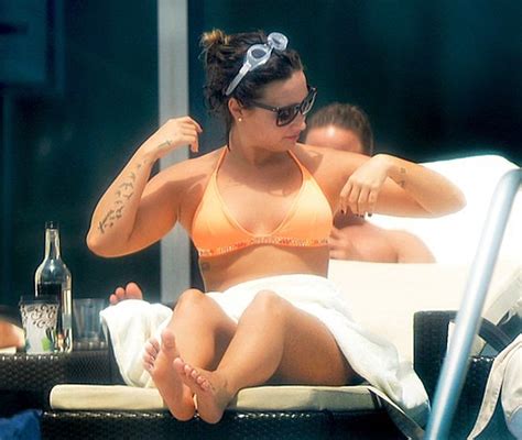 Lovely Two Piece Demi Lovato Relaxes In An Orange Bikini As She Soaks Up The Sun In Miami